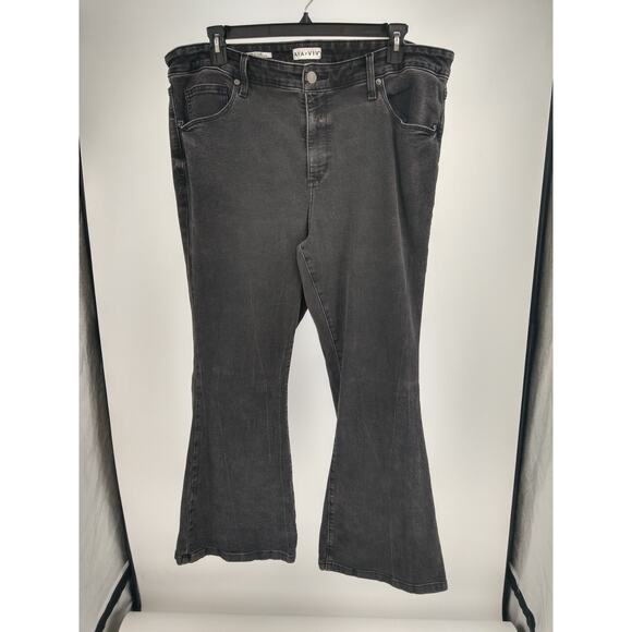 Ava & Viv Womens Jeans Plus 20 High Rise Flare Leg Relaxed Denim Stretch Black - Picture 3 of 10